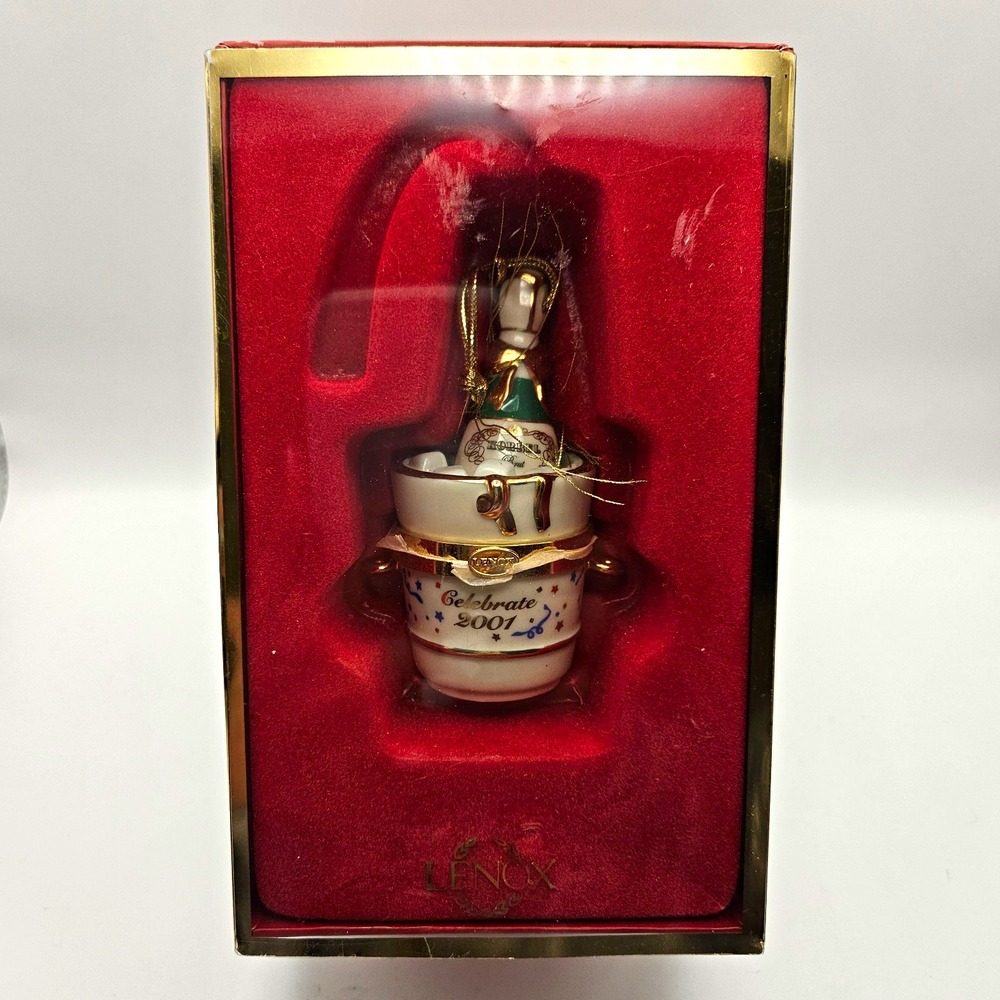 Lenox Korbel Brut "Celebrate 2001" Hinged Trinket Box w/ Red Presentation Box